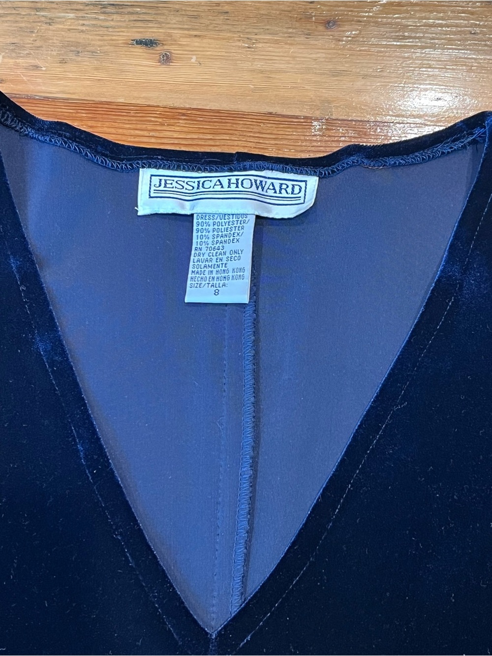 Vintage Jessica Howard Navy Velvet Long Sleeve V-Neck Gown with Front Slit EUC - Picture 2 of 5